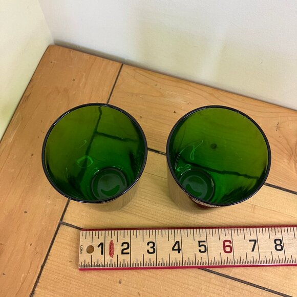 Vereco Green Tumbler Glass Vintage Made in France Set of 2 Glasses 8 oz - Picture 9 of 12
